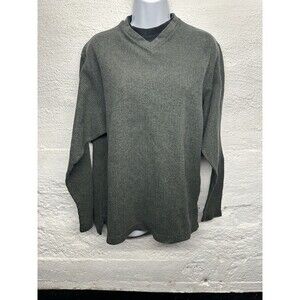 Haggar Men's Green Long Sleeve V-neck Sweater Size Medium Pullover
